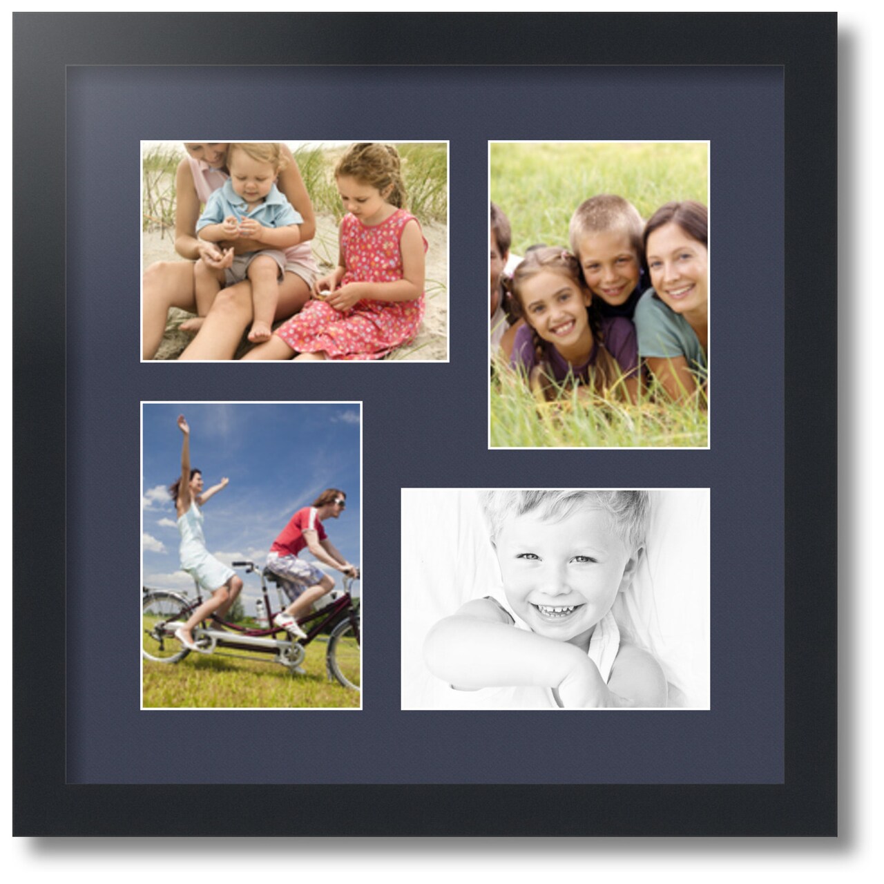 ArtToFrames Collage Photo Picture Frame with 4 - 5x7 inch Openings, Framed in Black with Over 62 Mat Color Options and Plexi Glass (CSM-3926-179)
